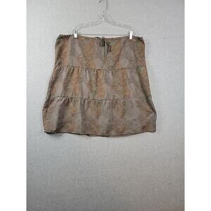 Gramicci Brown Paisley Oversized Active Nylon Skirt Women's Large Drawstring